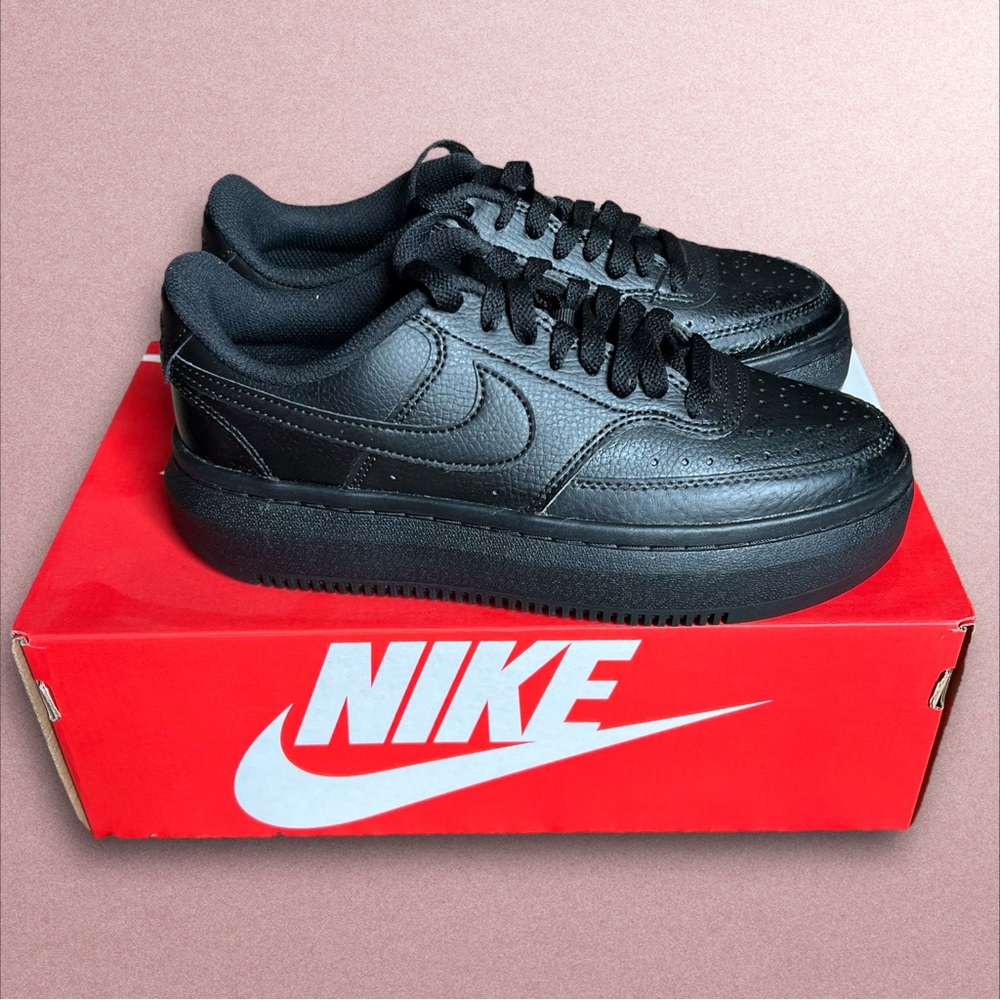 Nike Court Vision Alta LTR All Black Size 7.5 Platform Sneakers